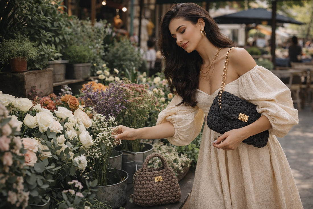 Mujer eligiendo flores en el mercado