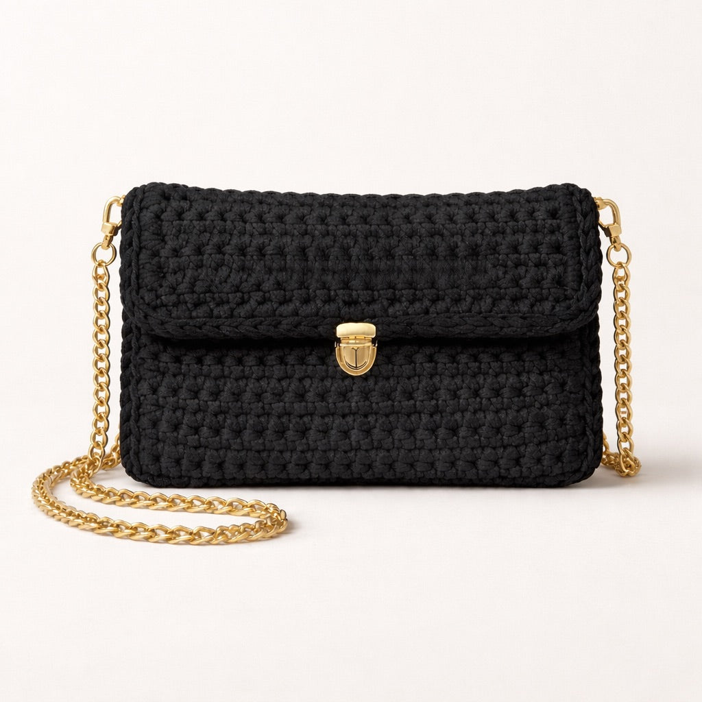 Bolso WP Icon 01 negro cartera con textura crochet