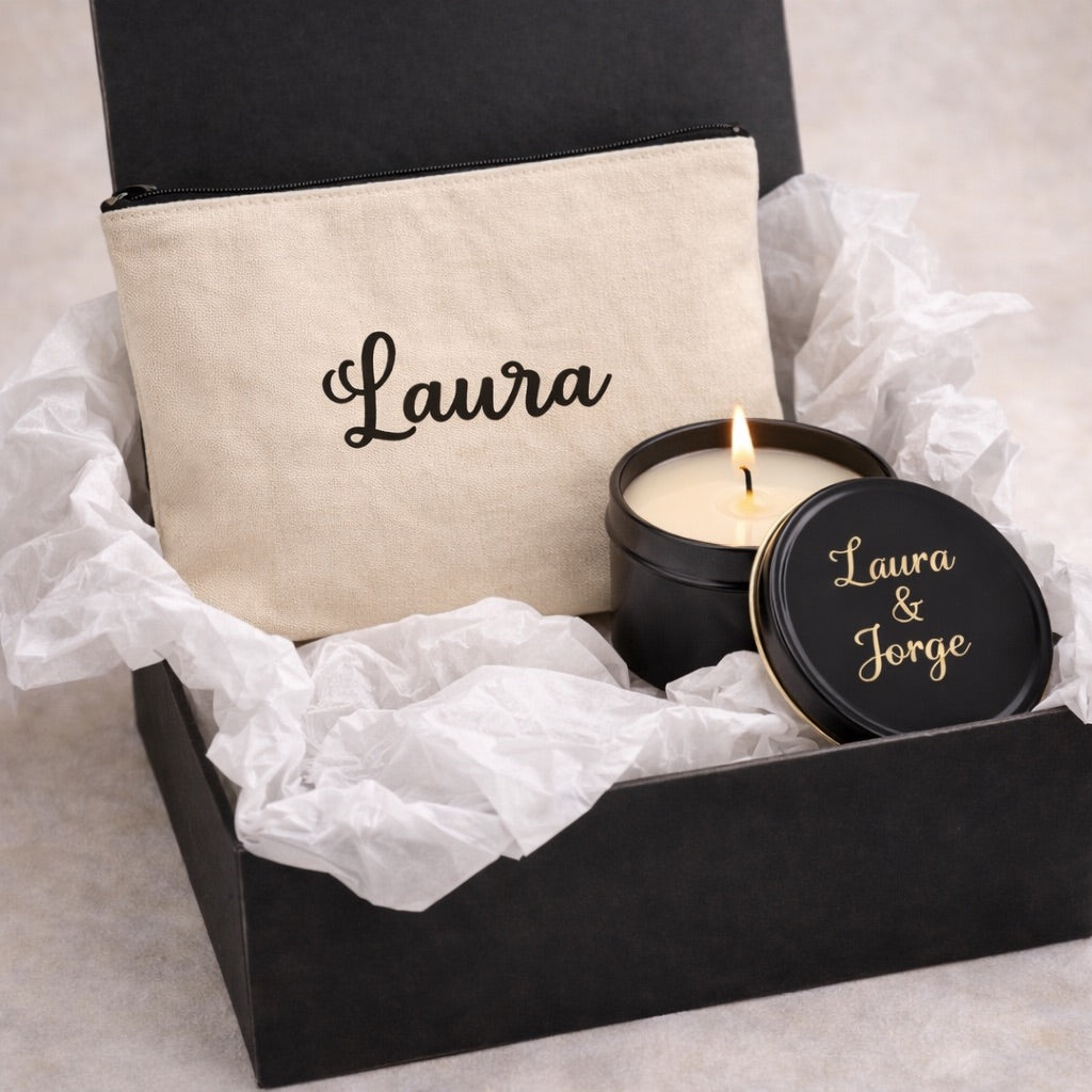 Pack regalo personalizado · Neceser + Vela