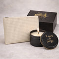Pack Daily Light · Neceser waffle + Vela personalizada cera de soja