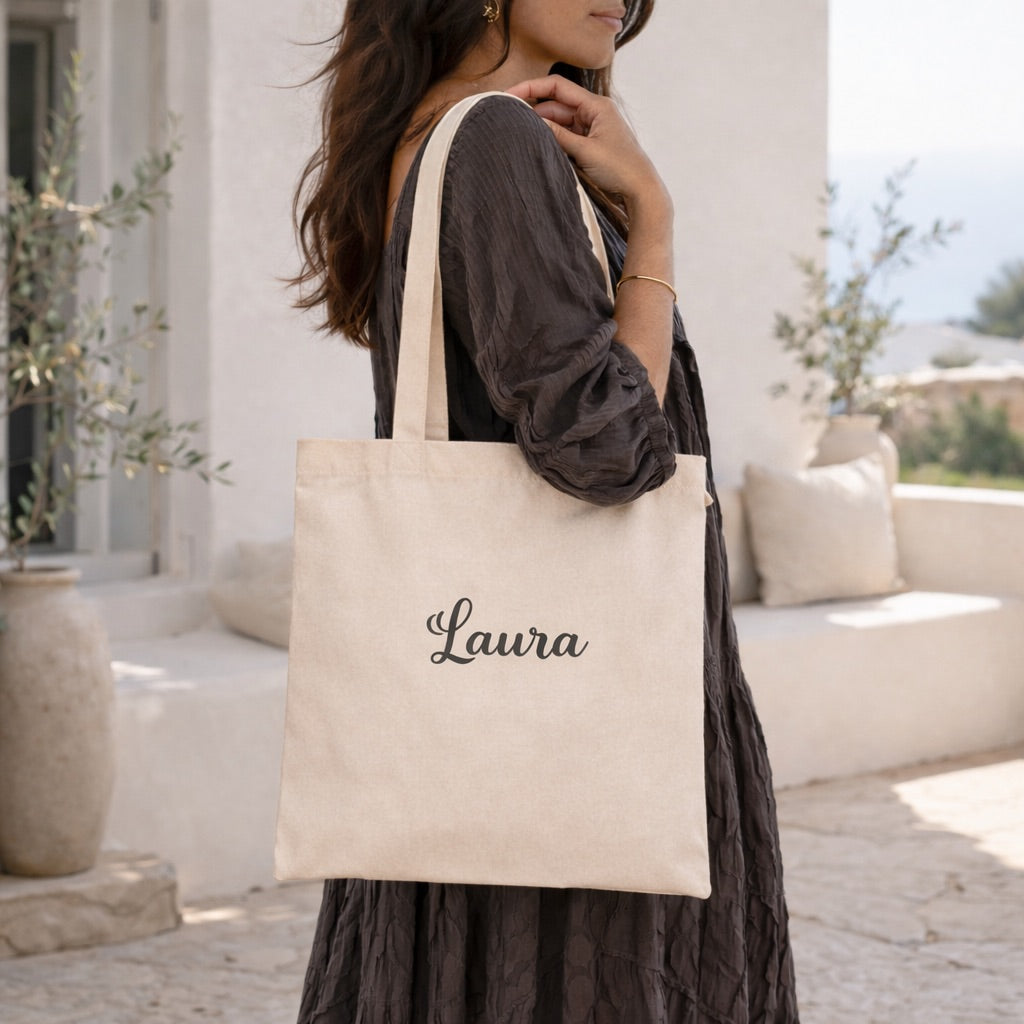 Bolsa de algodón personalizada con nombre