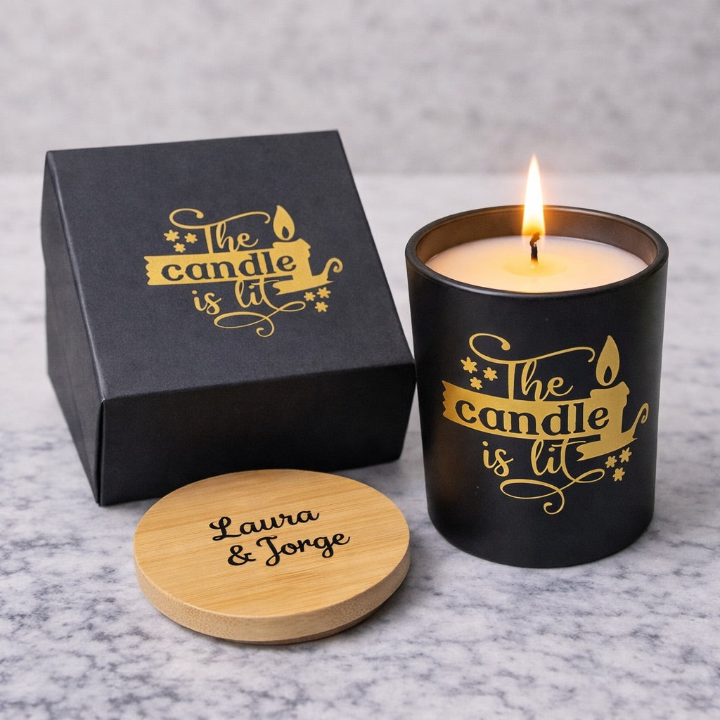 Vela XL personalizada · edición madera